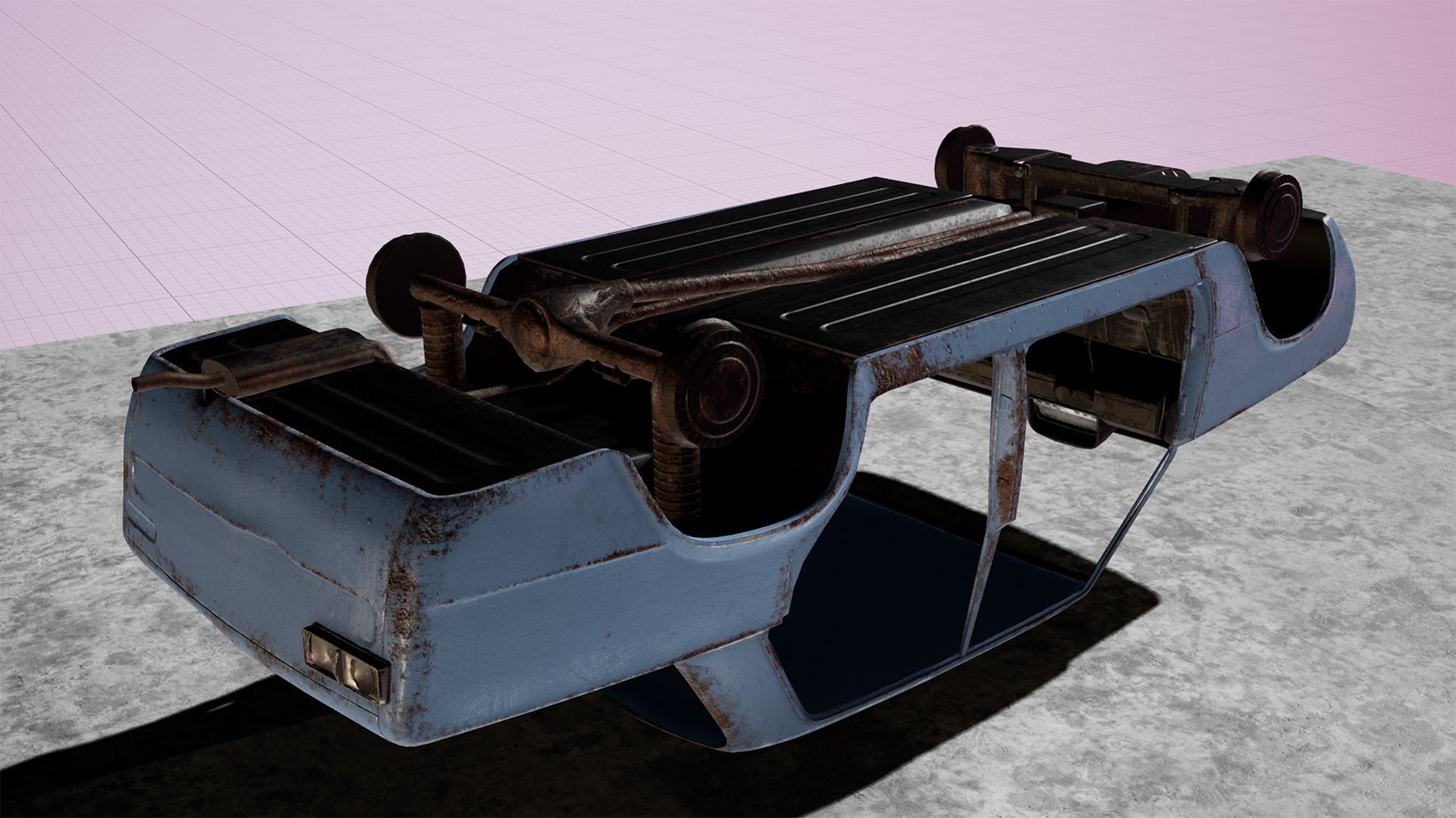 Abandoned car Low-poly 3D model_18