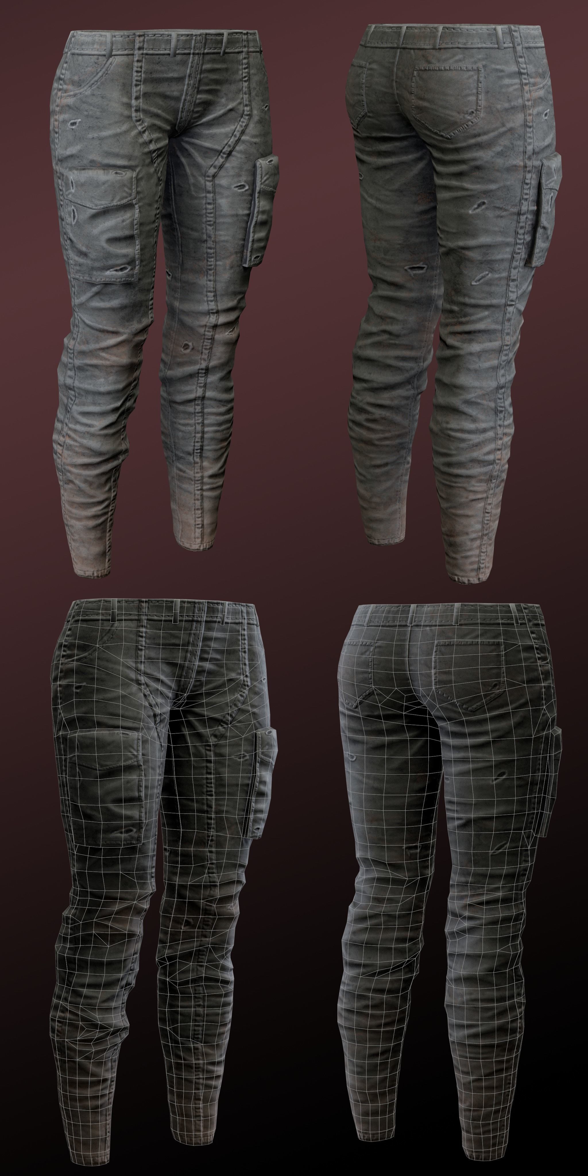 Black Skin Female Survivor Low-poly 3D model_13