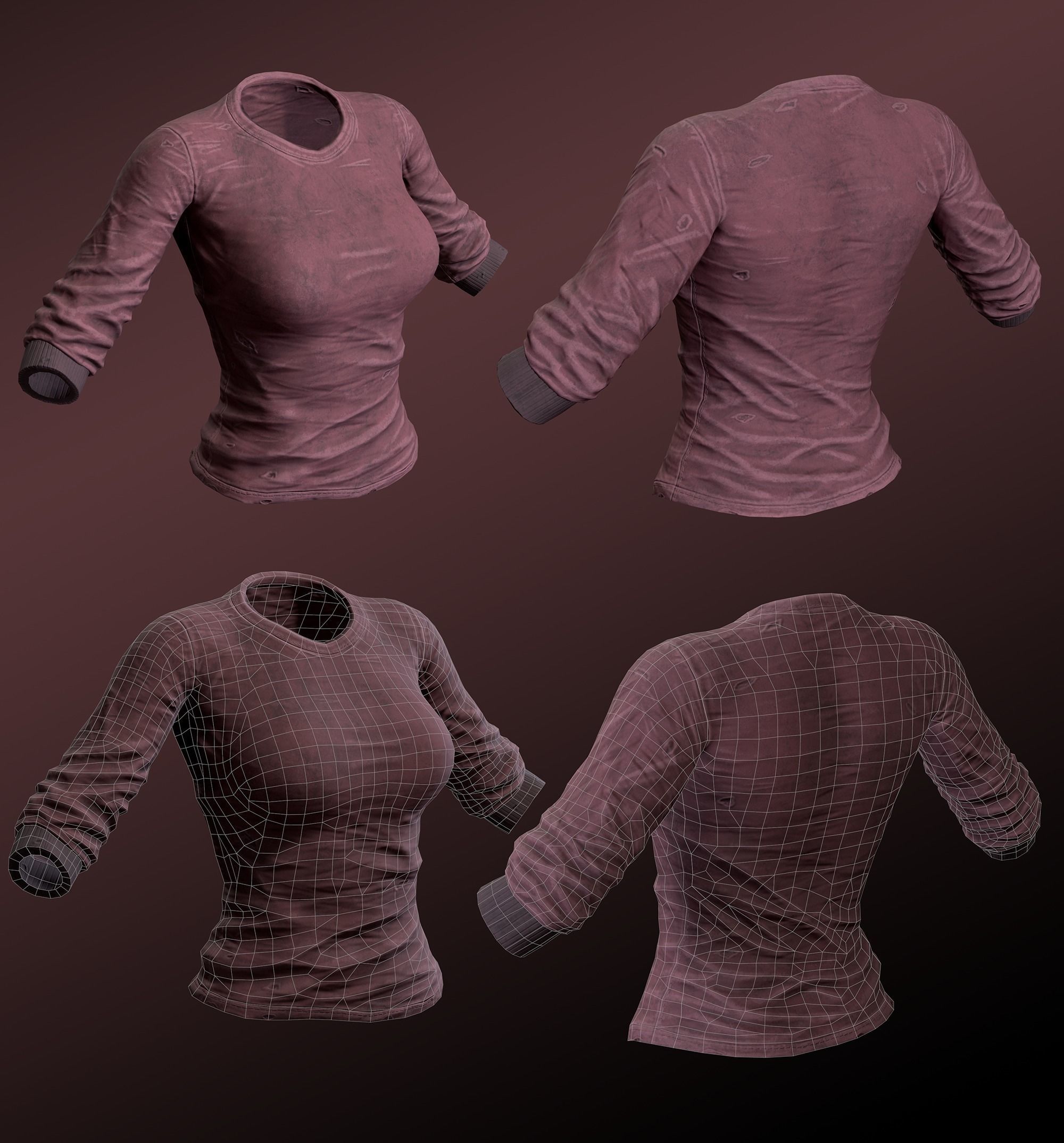 Black Skin Female Survivor Low-poly 3D model_15