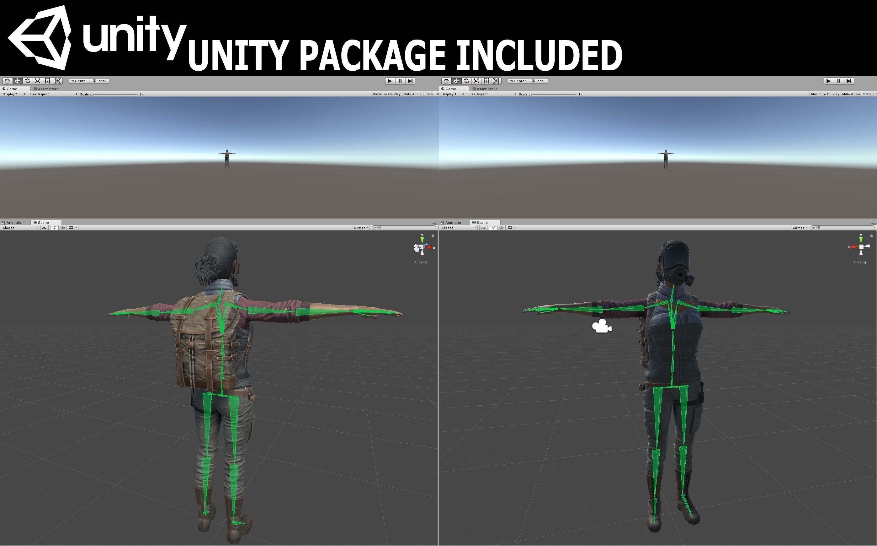 Black Skin Female Survivor Low-poly 3D model_10