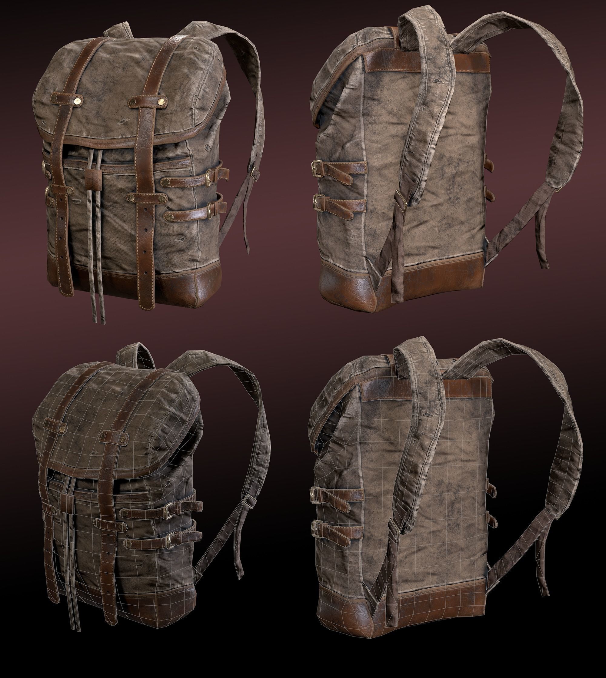 Black Skin Female Survivor Low-poly 3D model_16