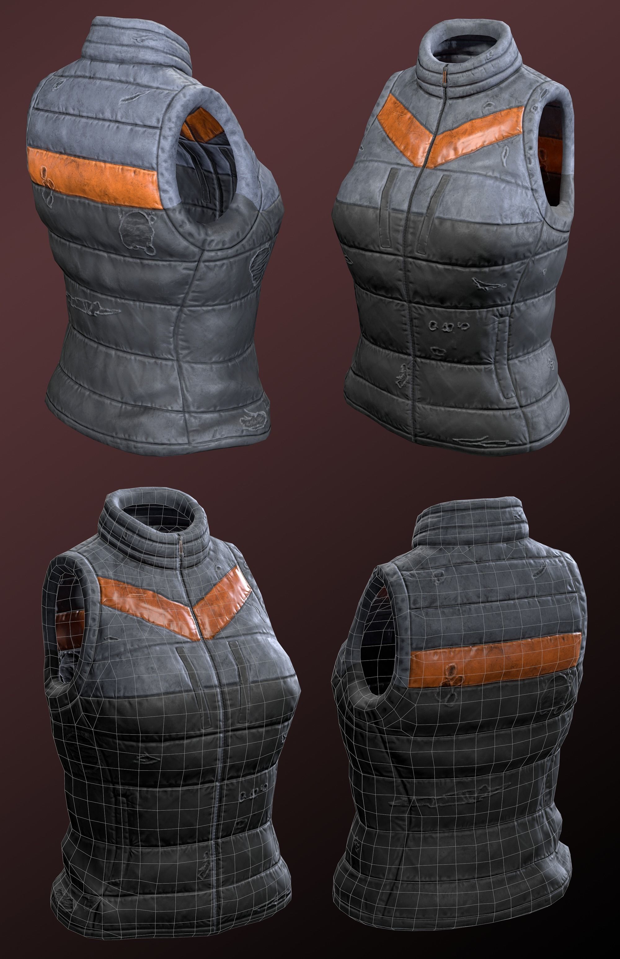 Black Skin Female Survivor Low-poly 3D model_18