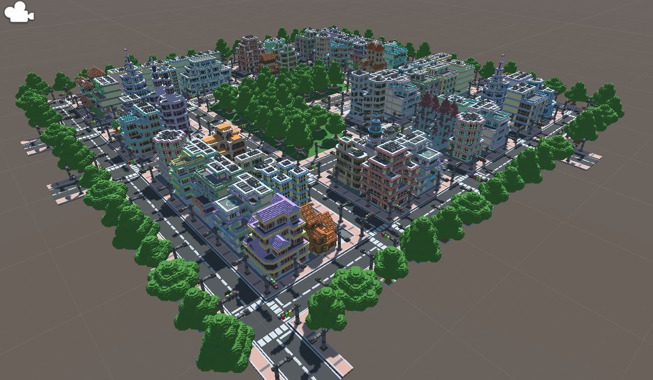 Town Voxel Low-poly 3D model_4