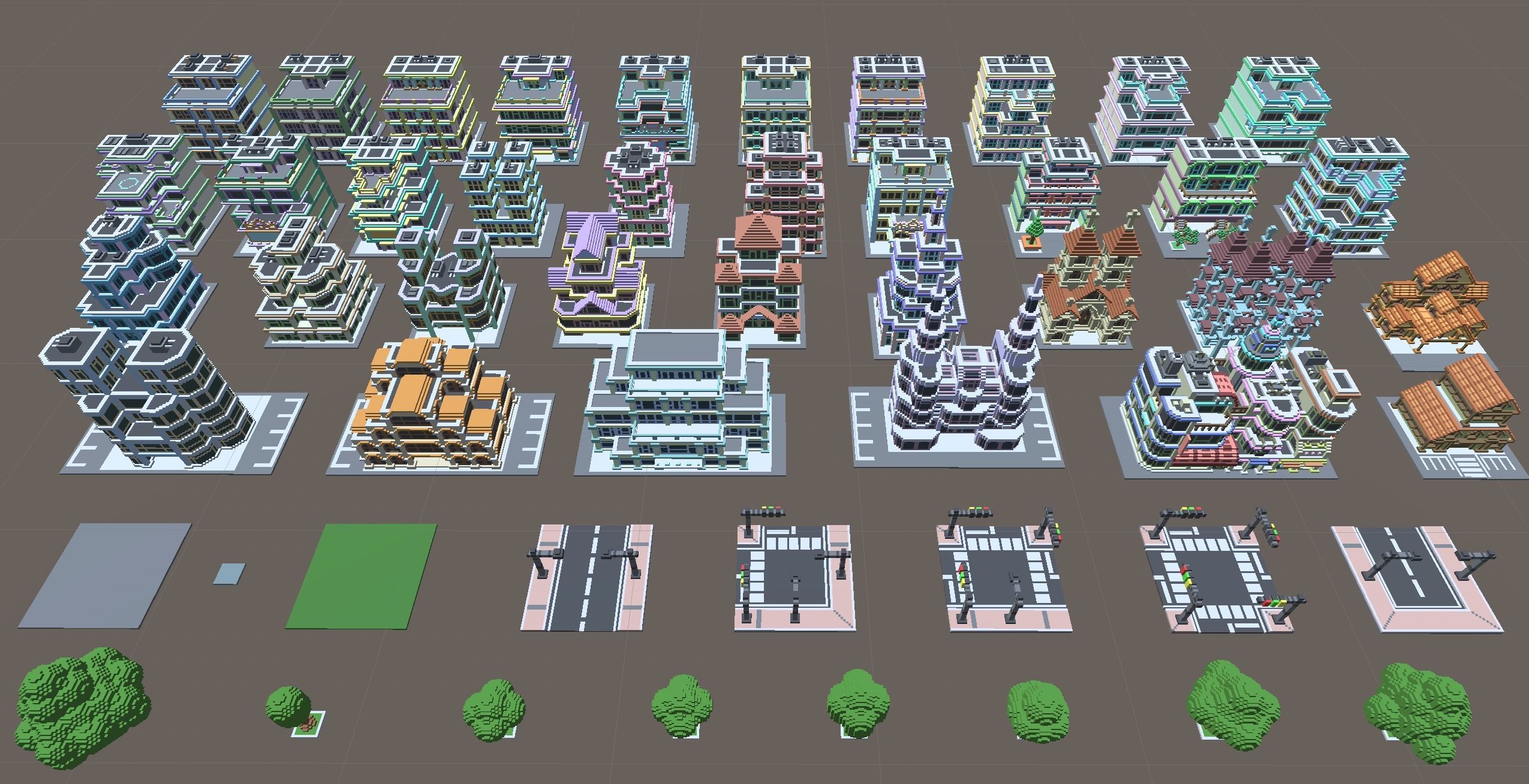 Town Voxel Low-poly 3D model_5