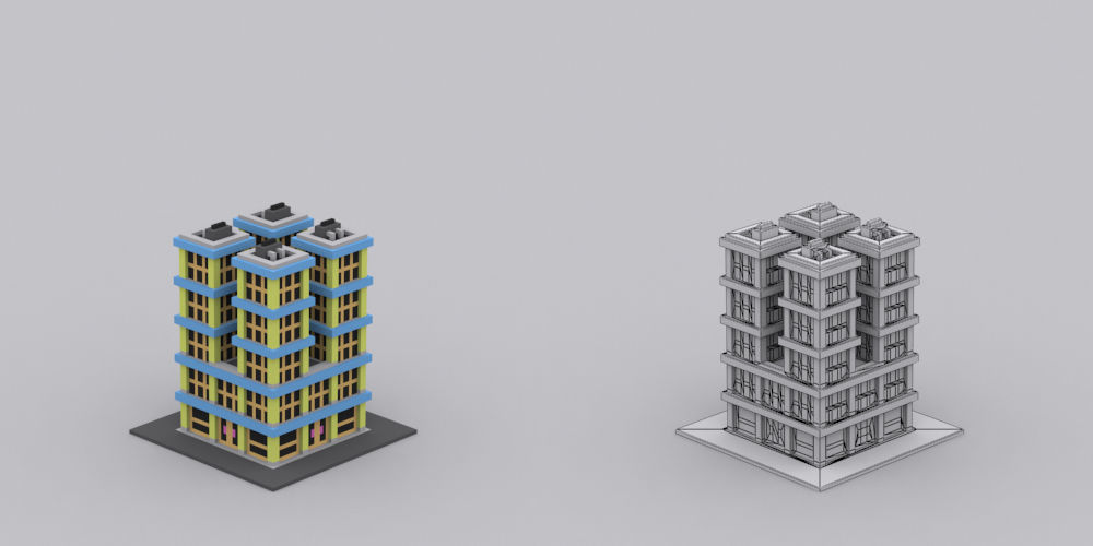 Town Voxel Low-poly 3D model_10