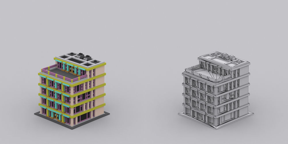 Town Voxel Low-poly 3D model_47