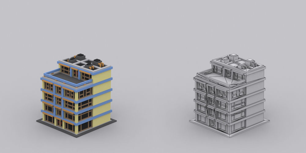 Town Voxel Low-poly 3D model_46