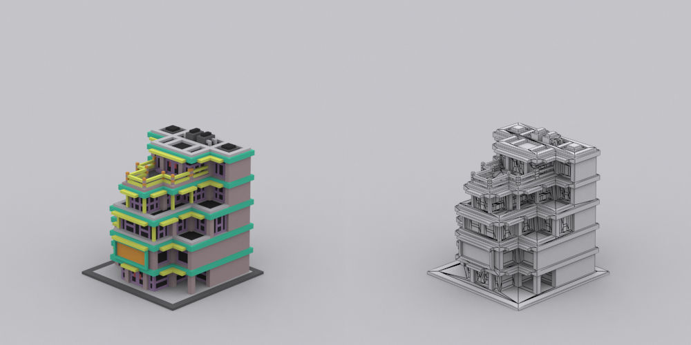 Town Voxel Low-poly 3D model_32