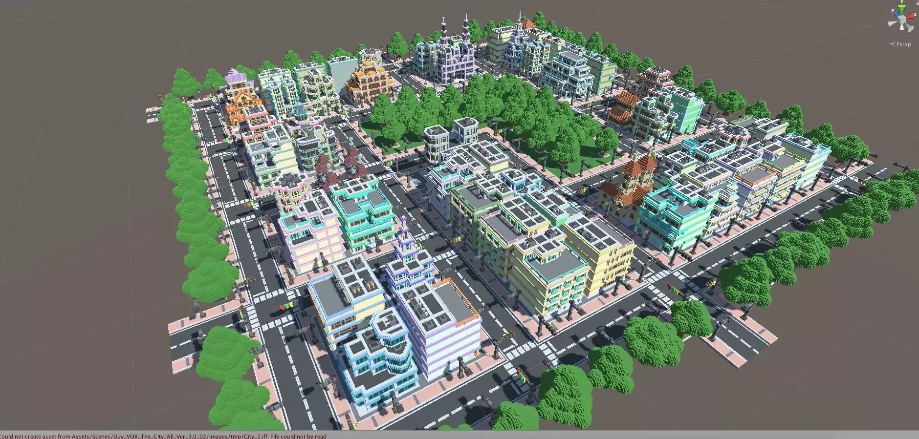 Town Voxel Low-poly 3D model_0