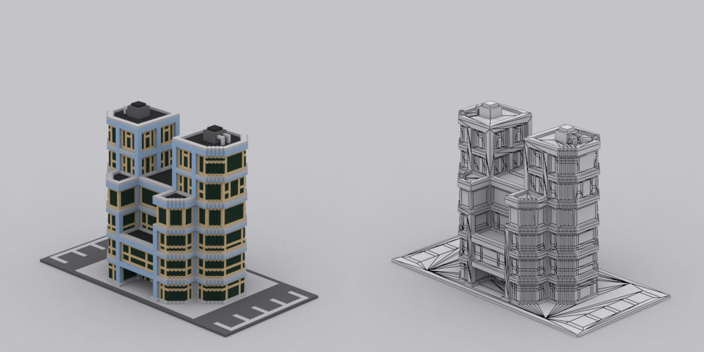 Town Voxel Low-poly 3D model_48