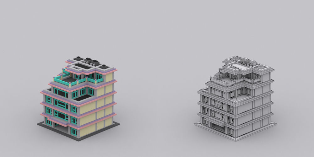 Town Voxel Low-poly 3D model_54
