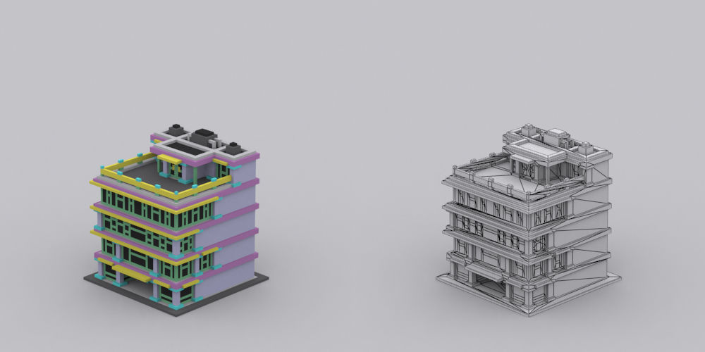 Town Voxel Low-poly 3D model_34