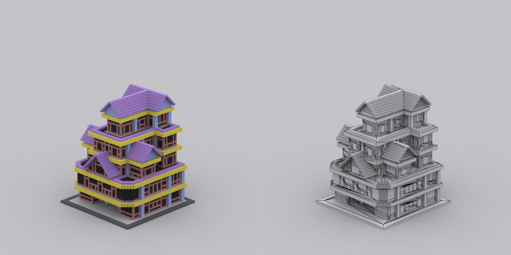 Town Voxel Low-poly 3D model_51