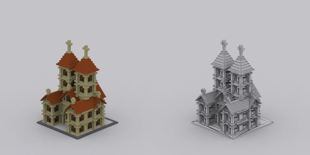 Town Voxel Low-poly 3D model_6