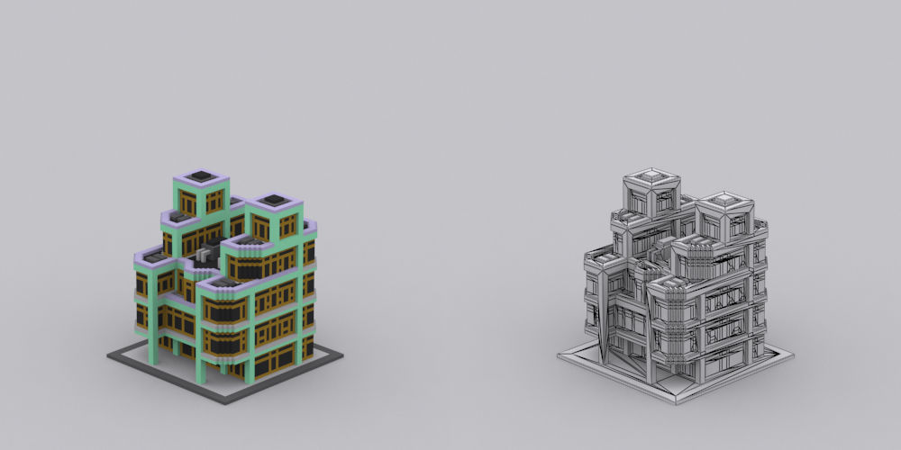 Town Voxel Low-poly 3D model_52