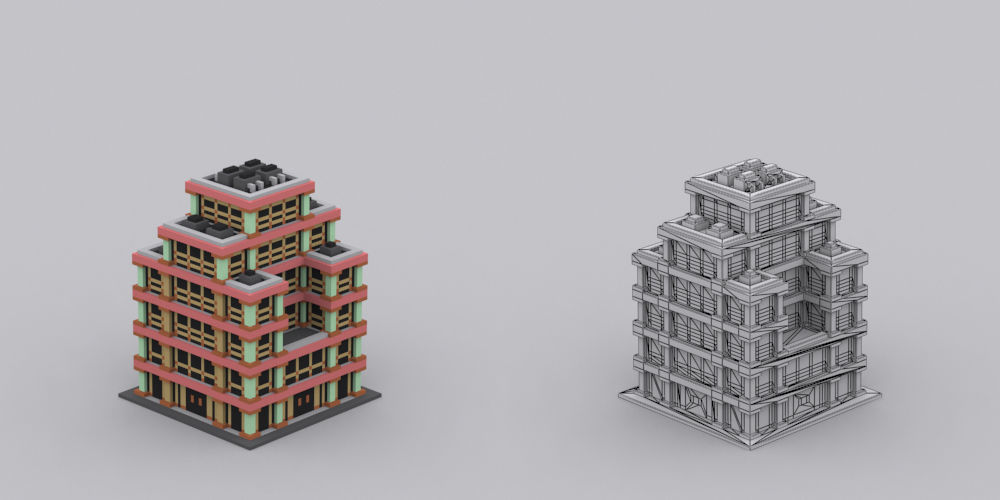 Town Voxel Low-poly 3D model_41