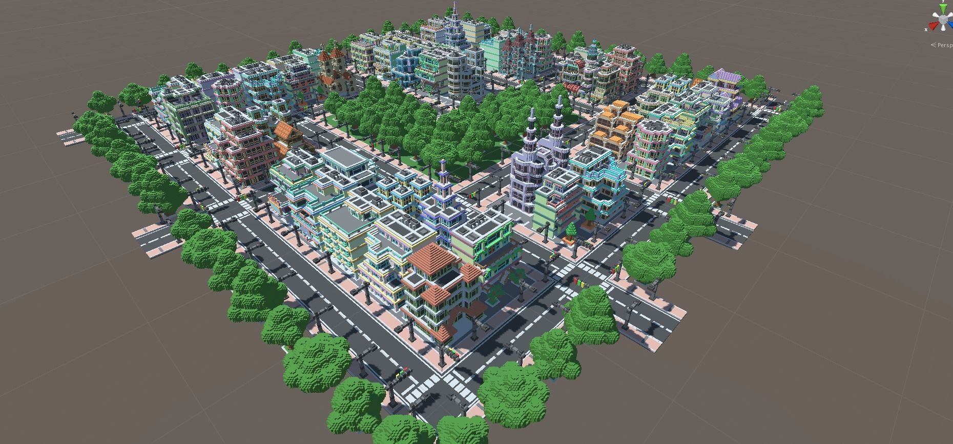 Town Voxel Low-poly 3D model_2