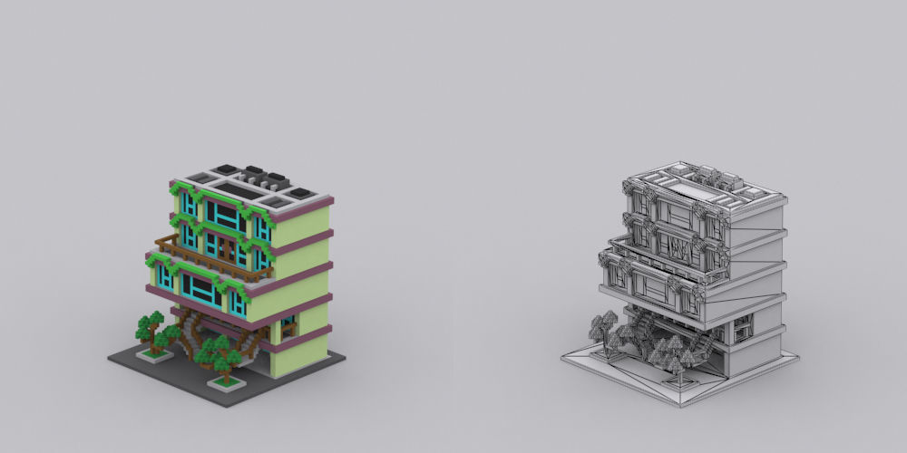 Town Voxel Low-poly 3D model_13