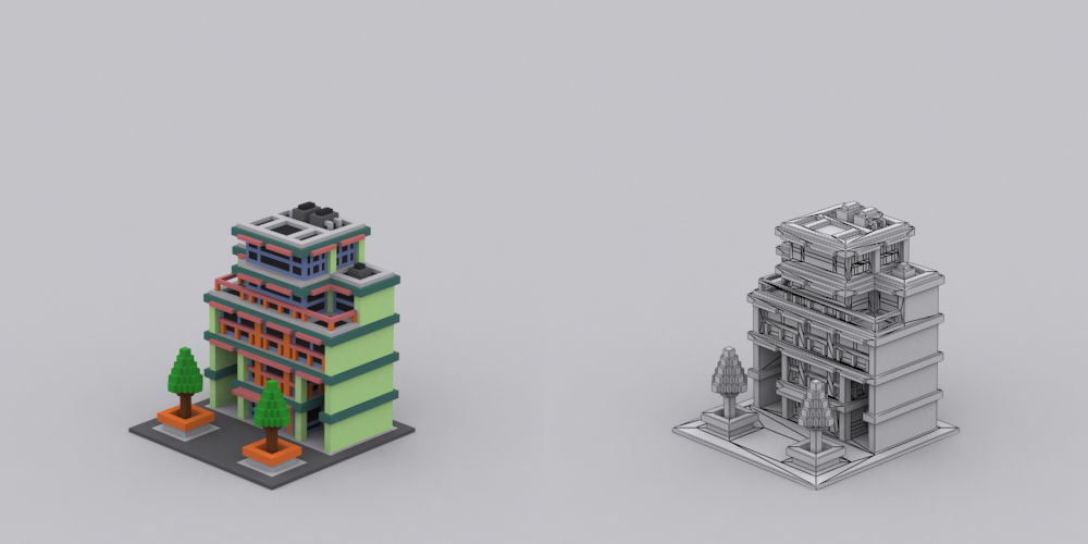 Town Voxel Low-poly 3D model_43