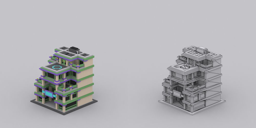 Town Voxel Low-poly 3D model_11