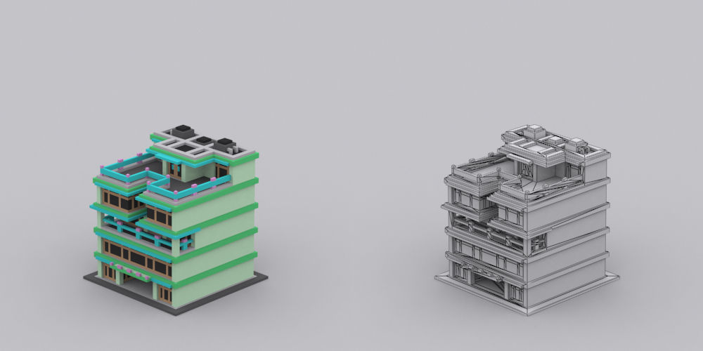Town Voxel Low-poly 3D model_31