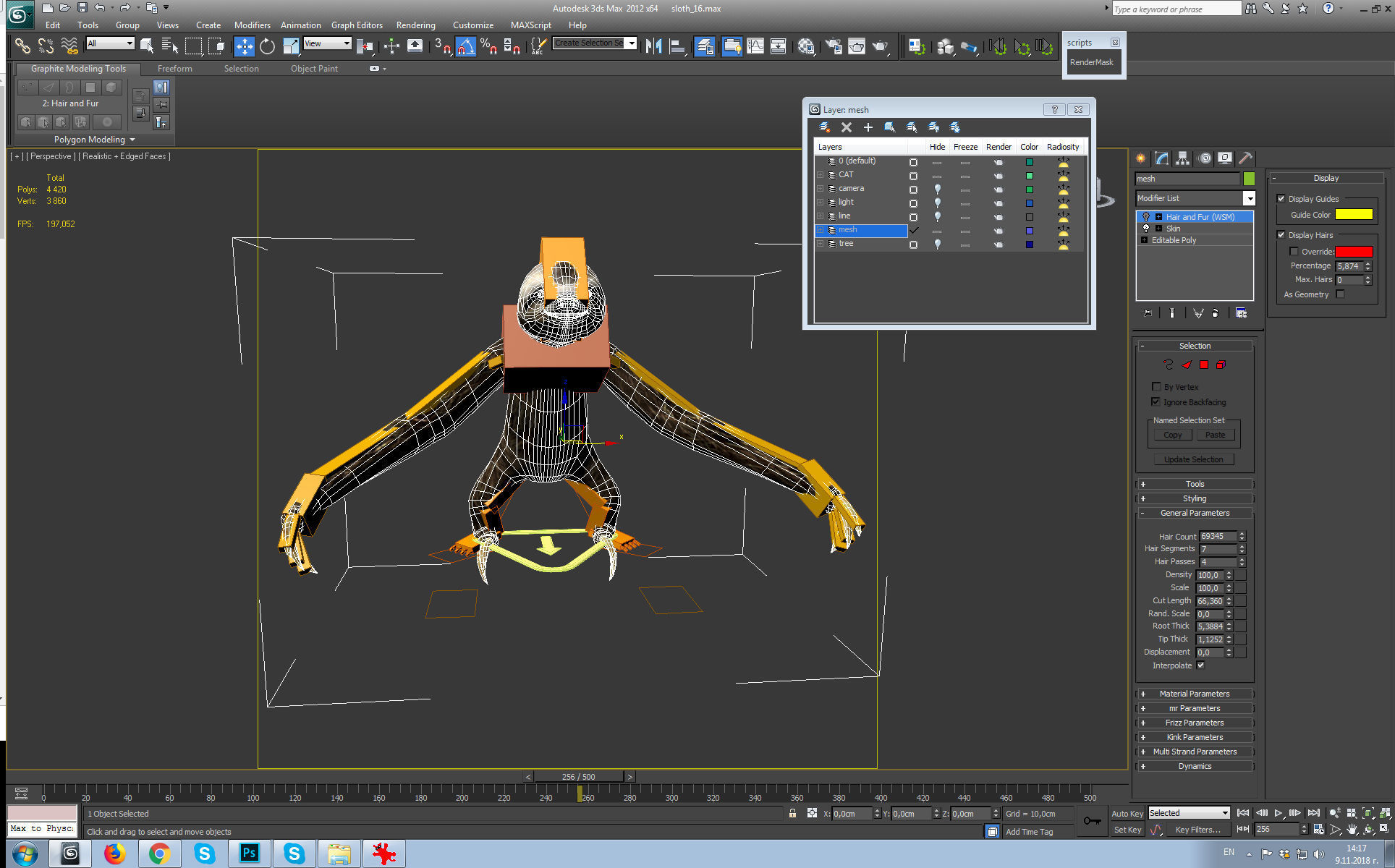 Sloth Low-poly 3D model_4