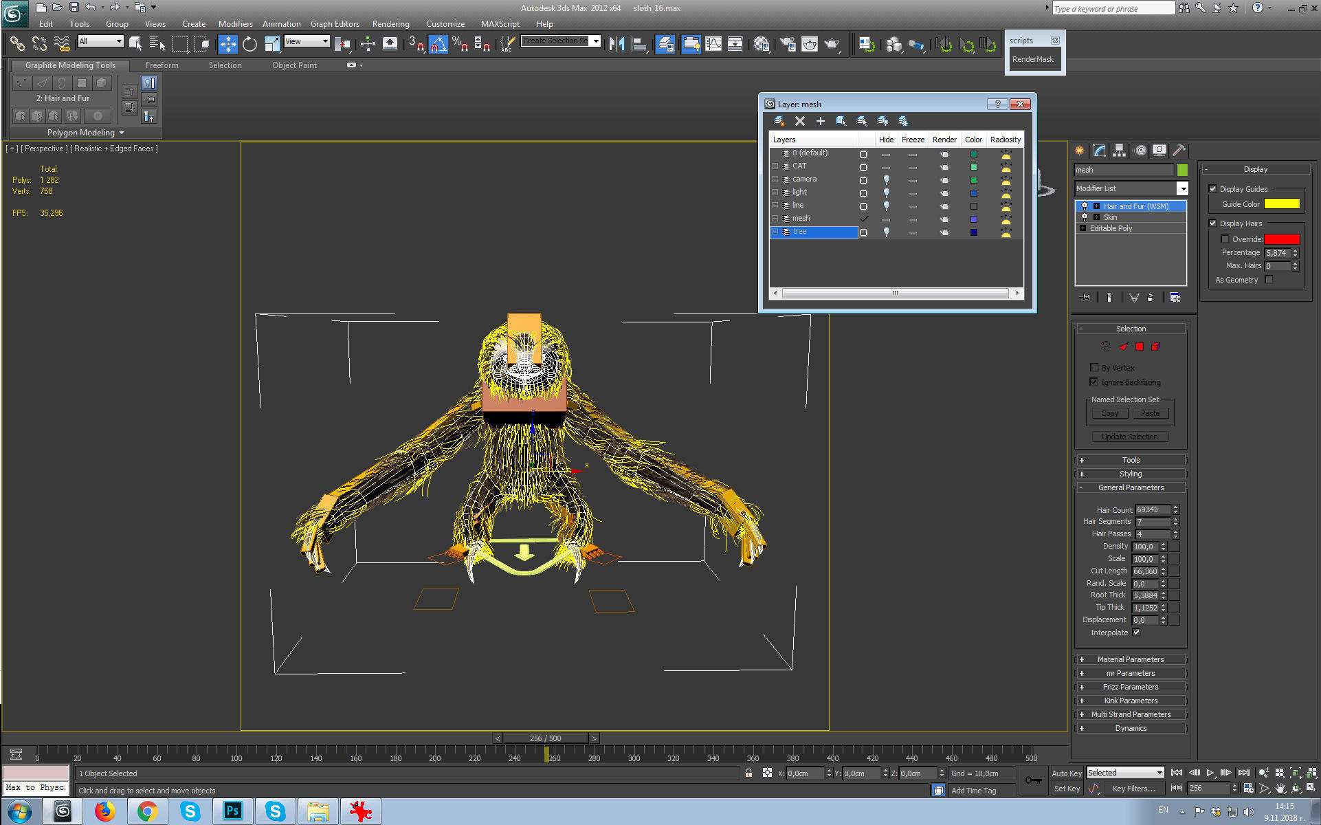 Sloth Low-poly 3D model_5