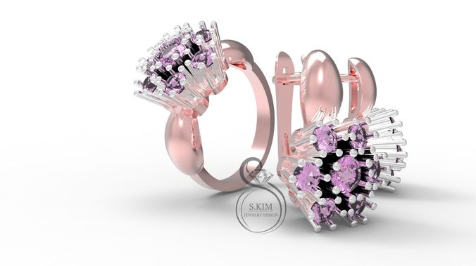 Ring ang earrings with removable heads 3D Print Model 3D print model
