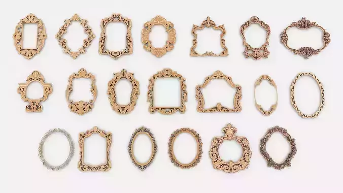 Frames for mirrors and paintings 20 pieces Set-1 3D model