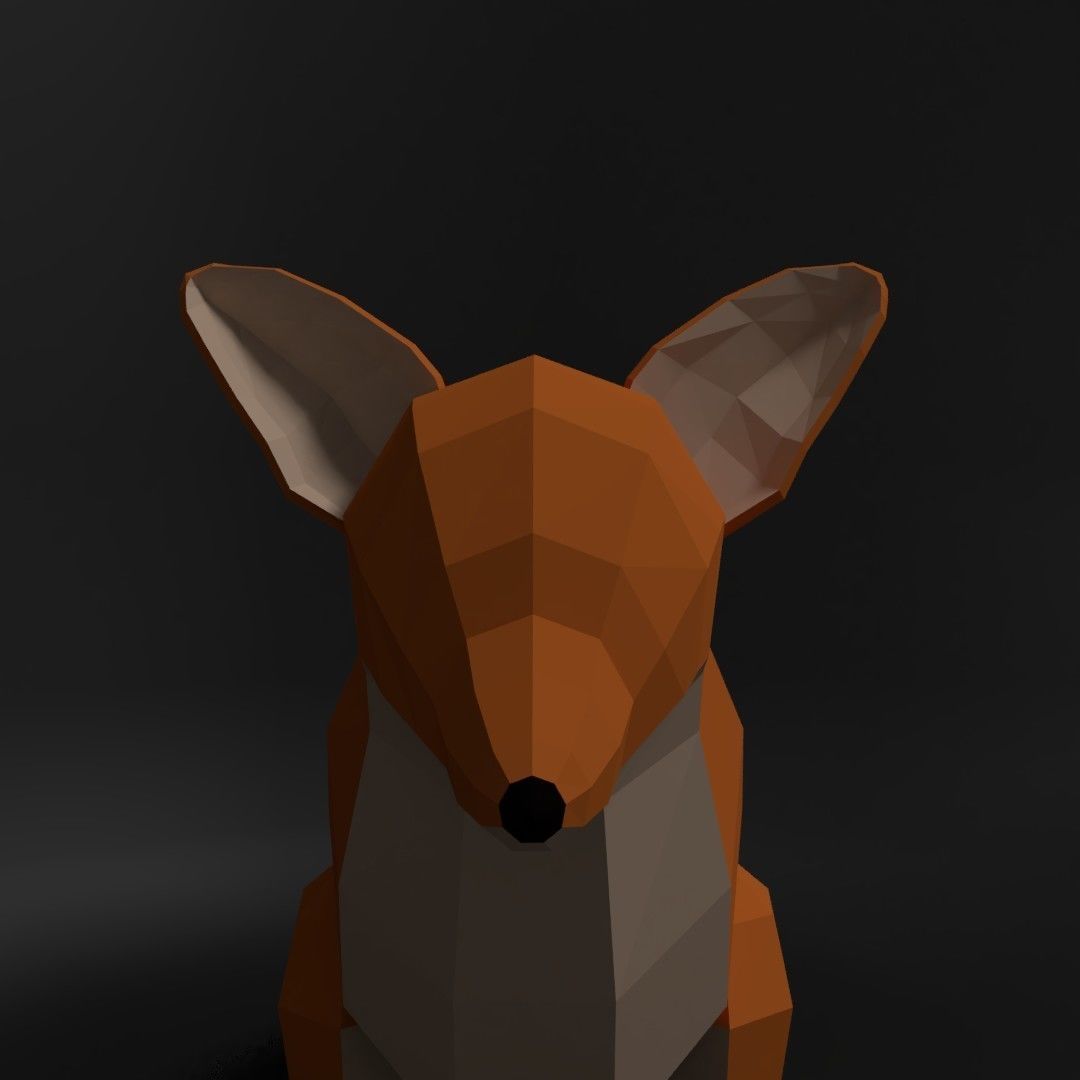 ANIMAL BUNDLE deer fox squirrel Low-poly 3D model_7