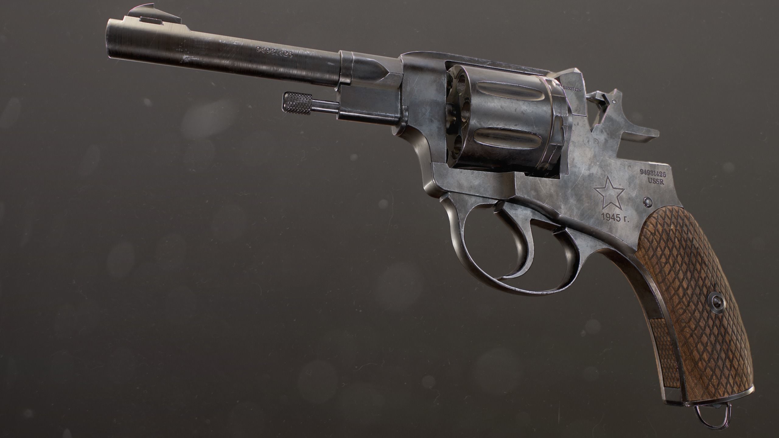 Soviet Russian Revolver Nagant PBR Low-poly 3D model_2