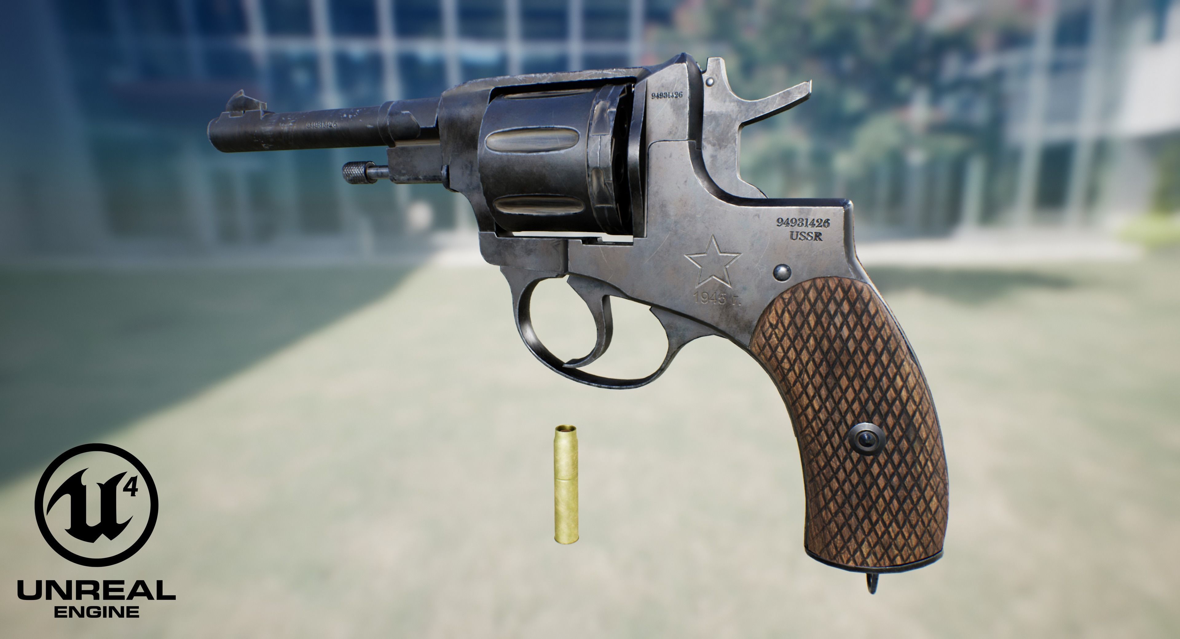 Soviet Russian Revolver Nagant PBR Low-poly 3D model_5