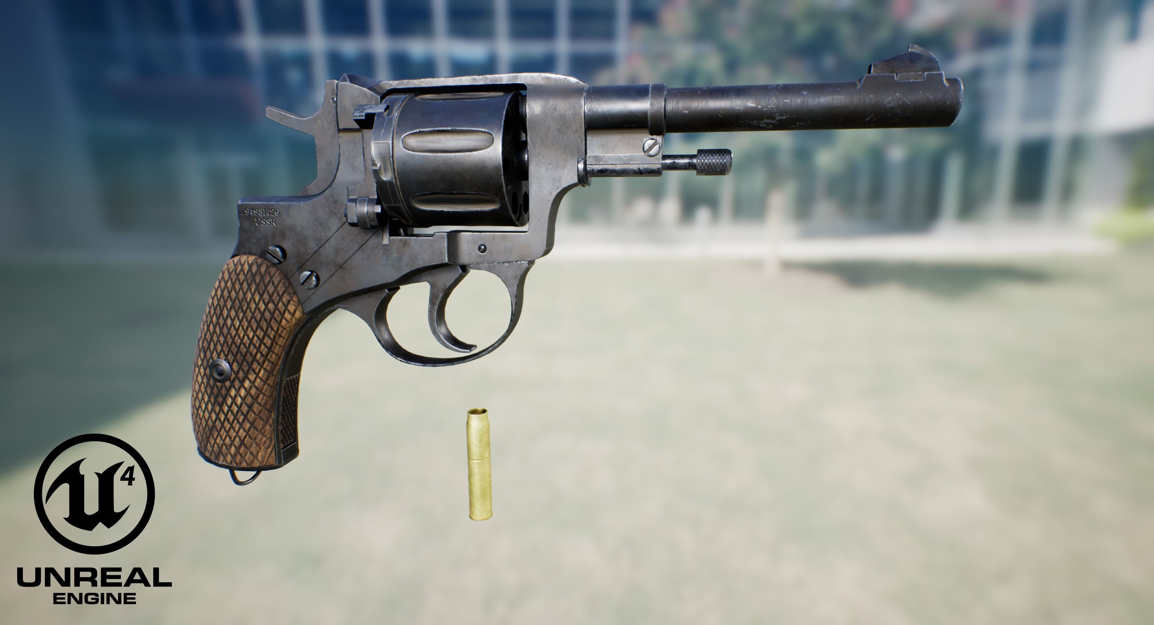 Soviet Russian Revolver Nagant PBR Low-poly 3D model_6