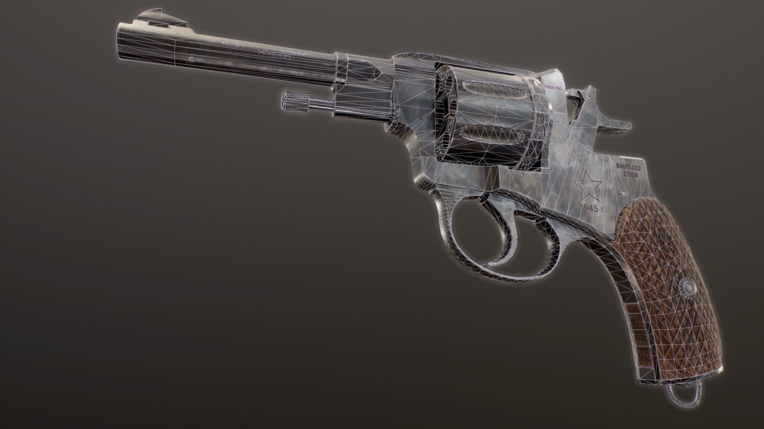 Soviet Russian Revolver Nagant PBR Low-poly 3D model_4