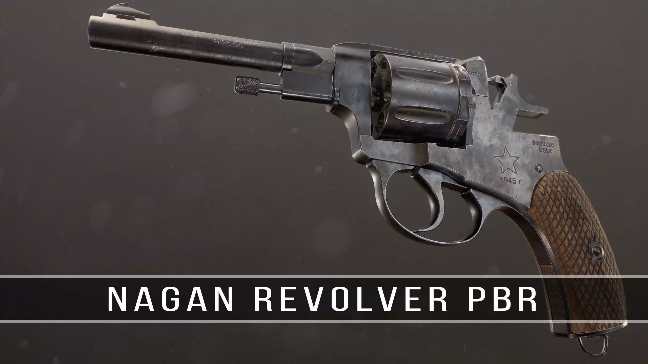 Soviet Russian Revolver Nagant PBR Low-poly 3D model_0