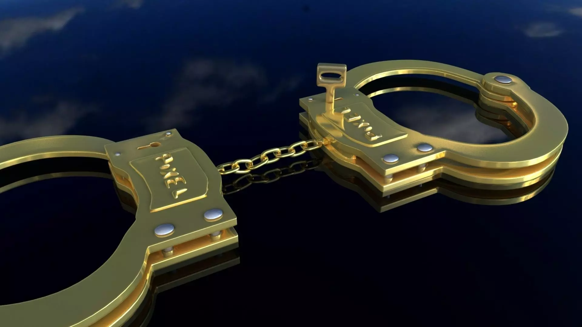 handcuffs golden on sky Free 3D model_0