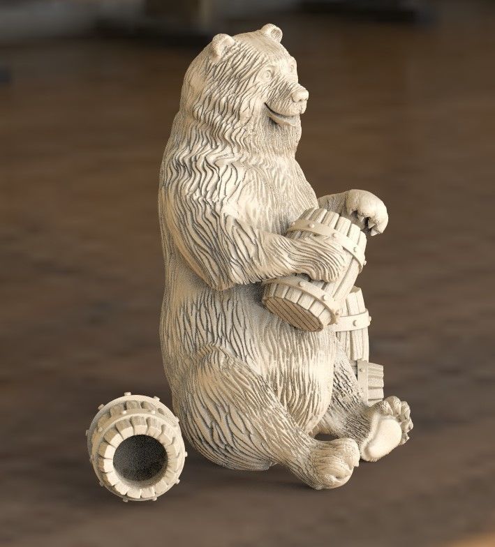 bear honey brown grizzly bees 3D print model_4