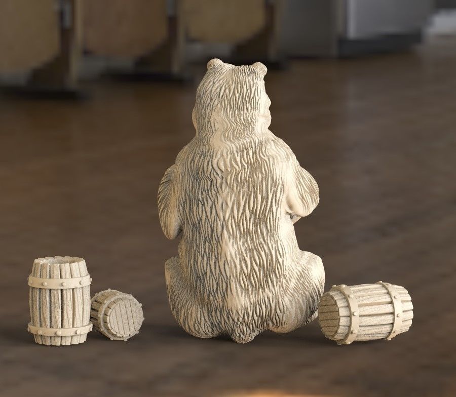 bear honey brown grizzly bees 3D print model_1