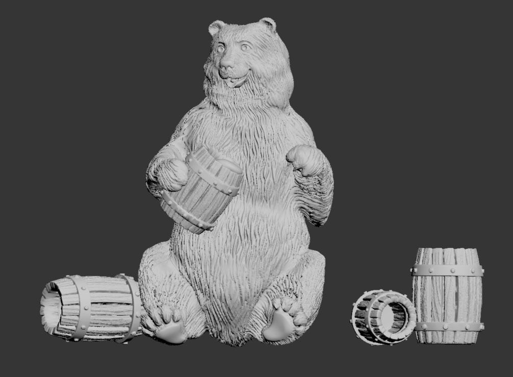 bear honey brown grizzly bees 3D print model_3