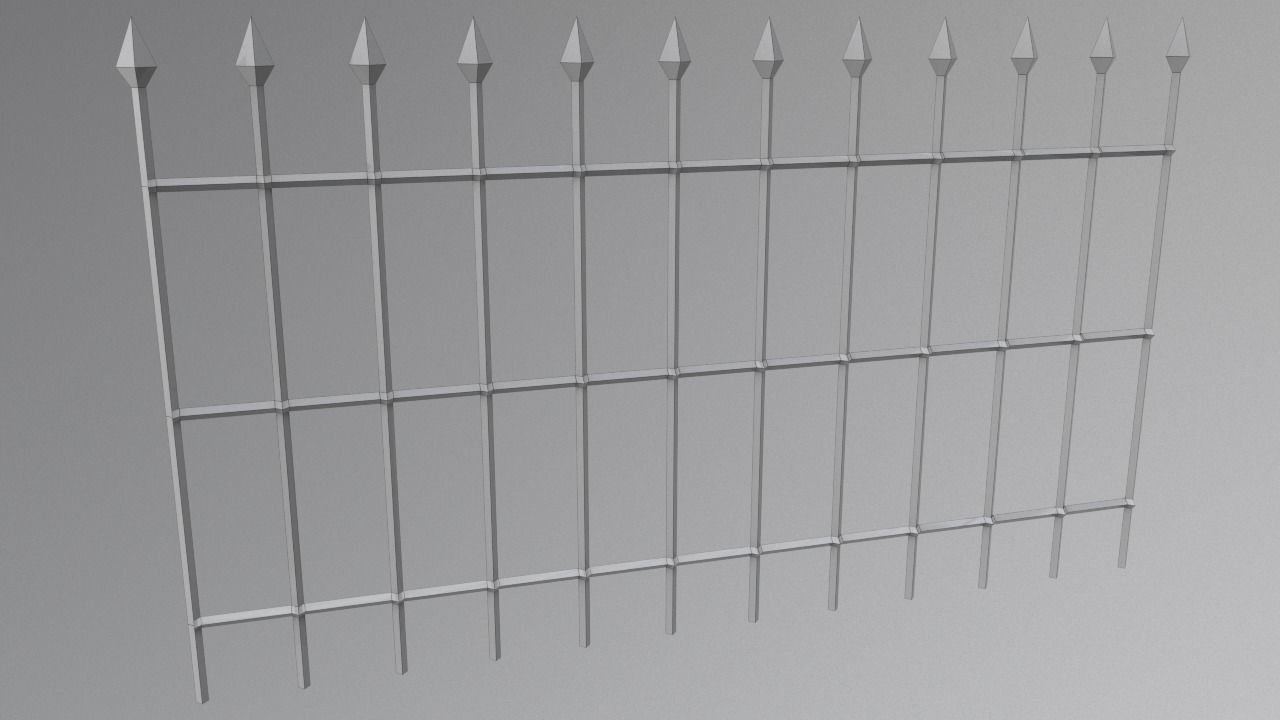 Metal Fence Low-poly 3D model_5