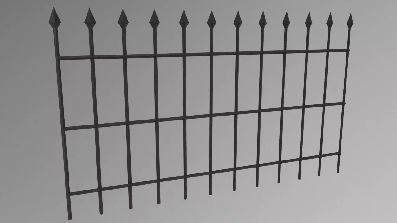 Metal Fence Low-poly 3D model_0