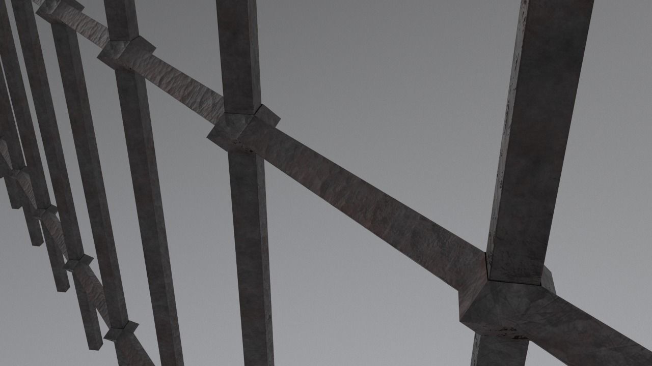 Metal Fence Low-poly 3D model_2