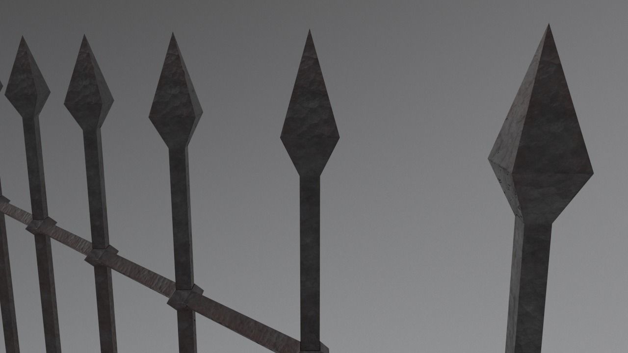 Metal Fence Low-poly 3D model_1