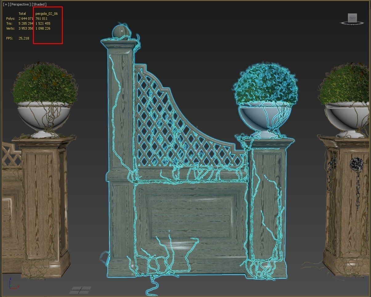 Pergola for the park 3D model_11