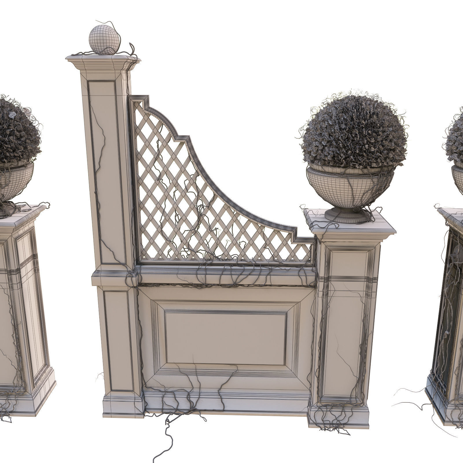 Pergola for the park 3D model_16