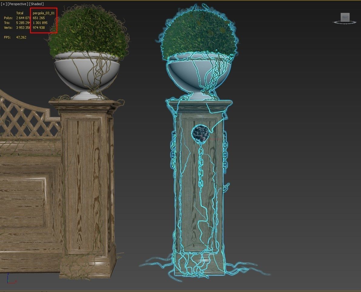 Pergola for the park 3D model_12
