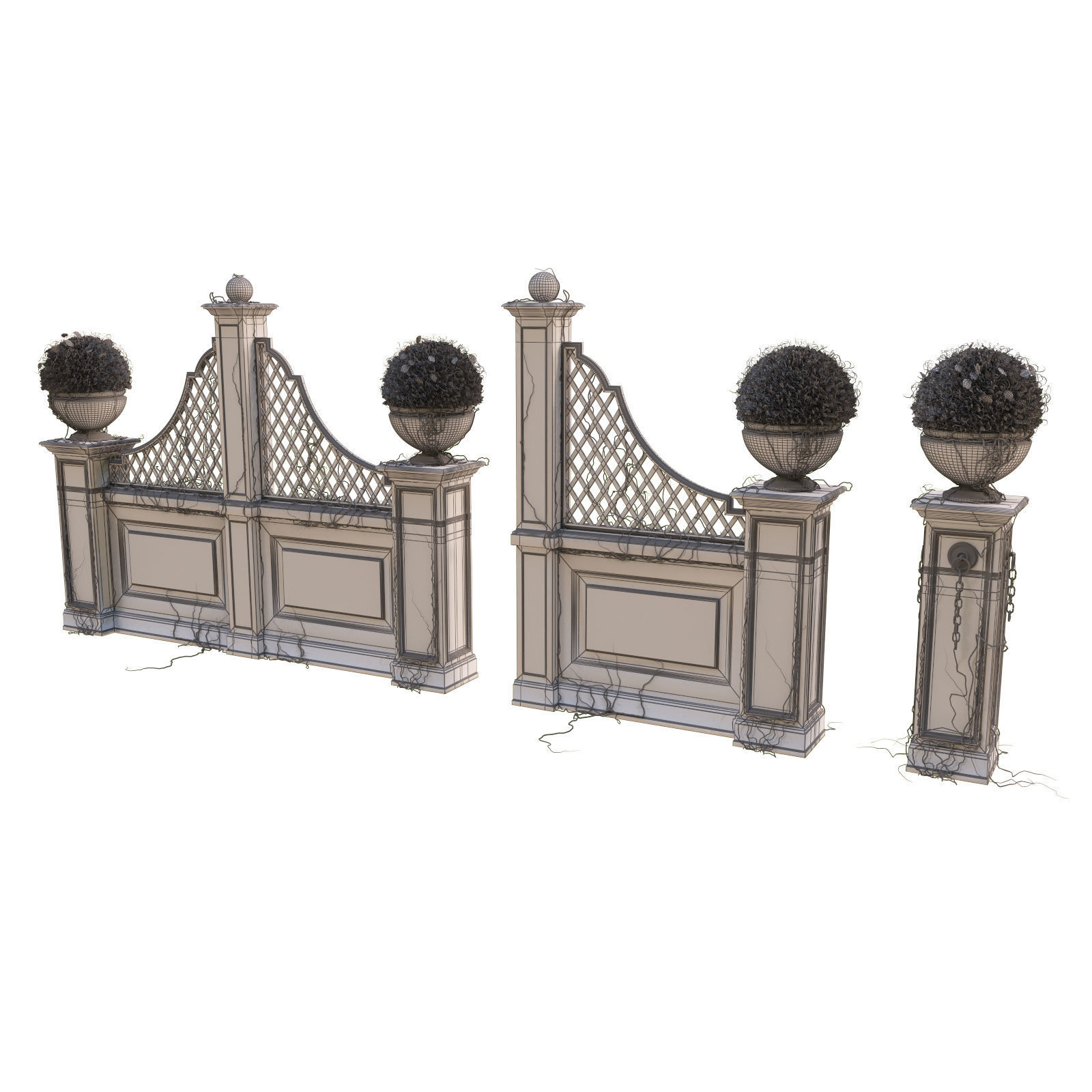 Pergola for the park 3D model_15