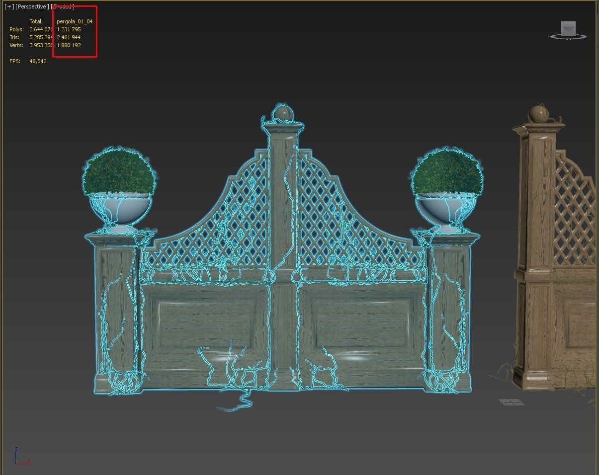 Pergola for the park 3D model_10
