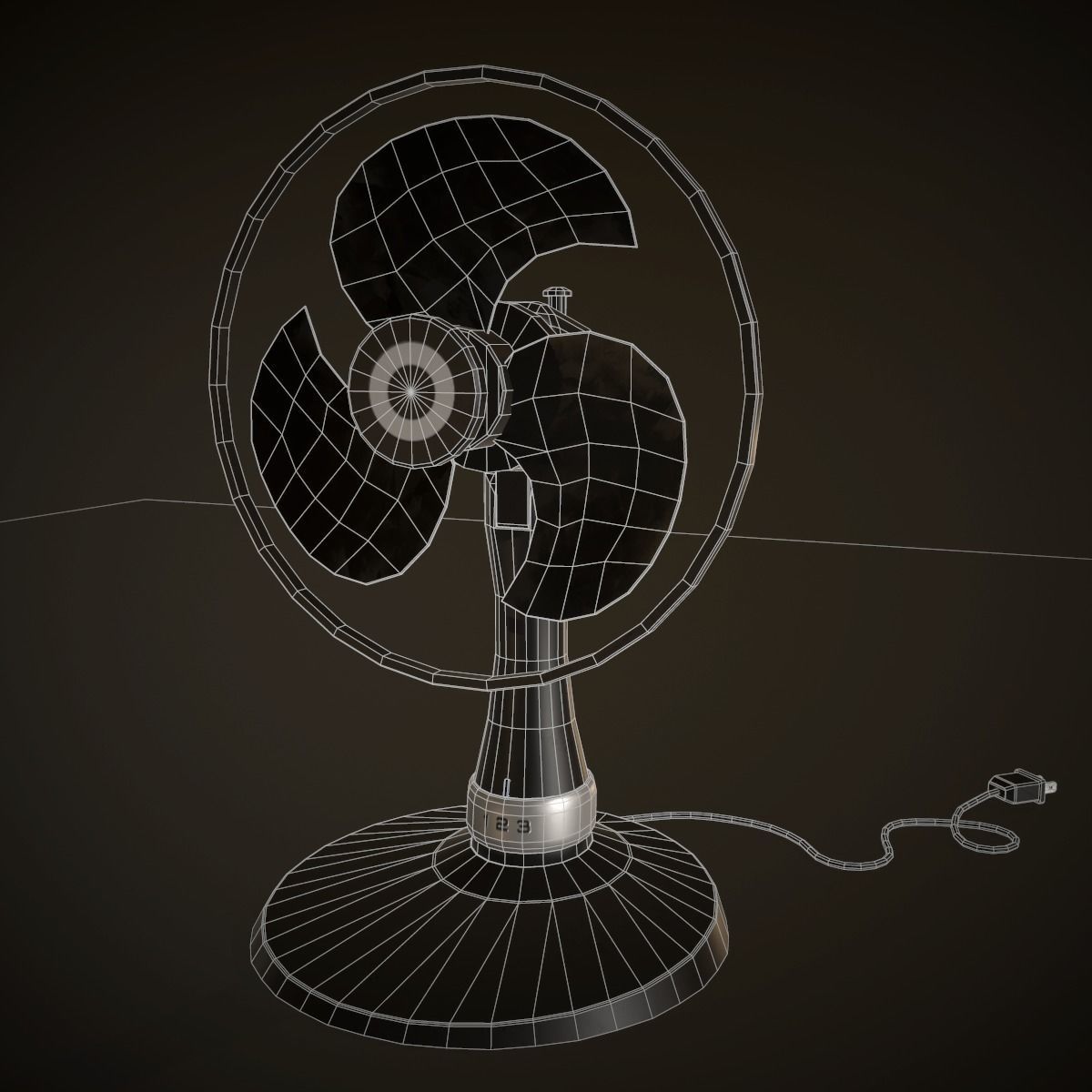 Table Fan  Low-poly 3D model_8