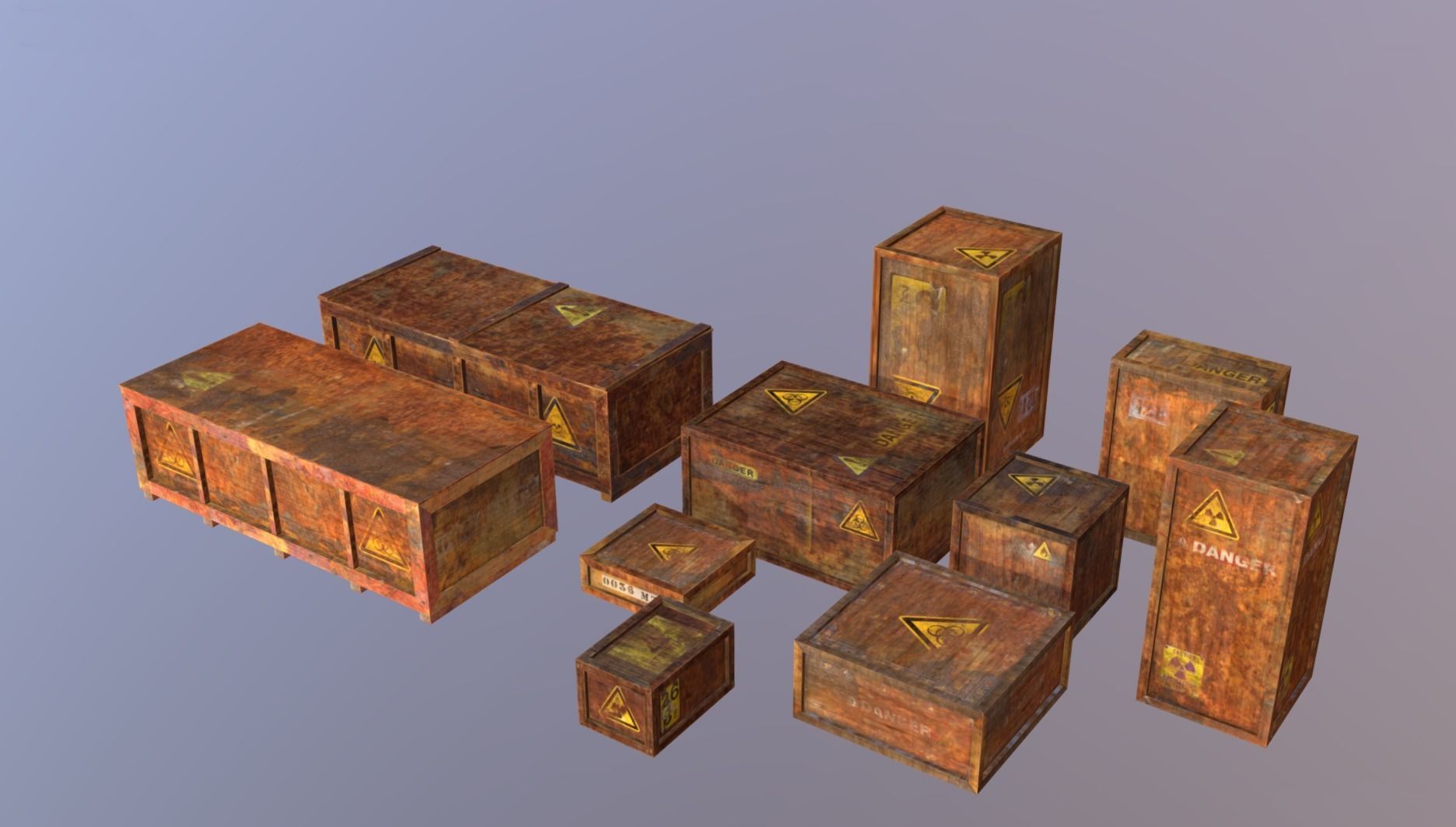 apocalyptic interior cargo transport crates pack Low-poly 3D model_2